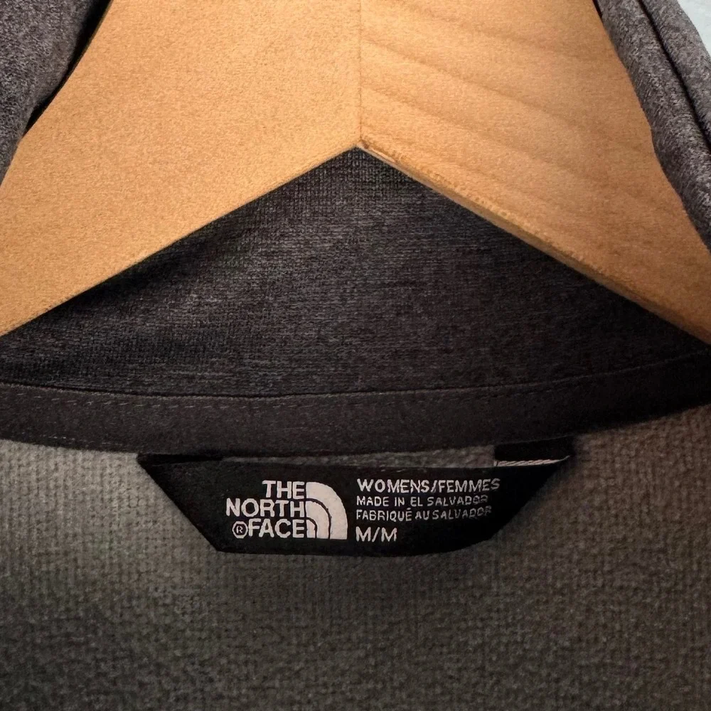 The North Face Women's Medium Gray Full Zip Mock Neck Fleece Pockets Logo Jacket